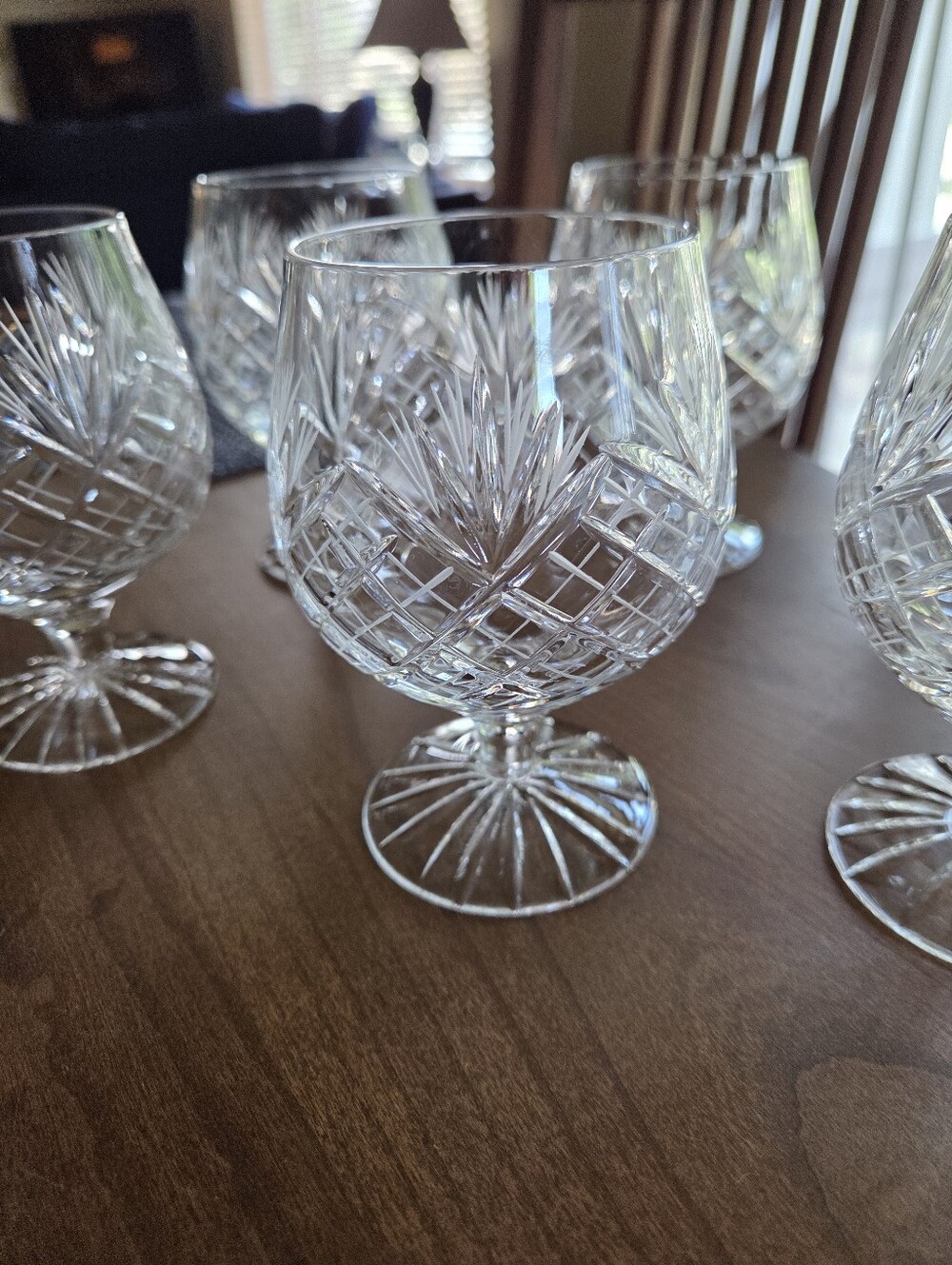 Bohemiam Cut Crystal Brandy Snifters Diamond Fan Cut (Set Of 5)
